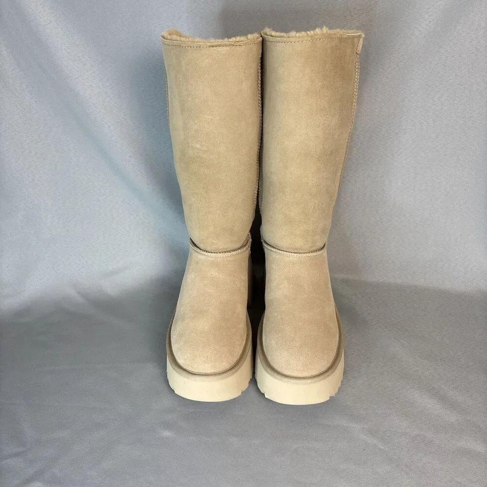 New UGG Classic Tall 8 New Heights Cuffable Suede Platform Sand Boots SOLD OUT! - Picture 9 of 16